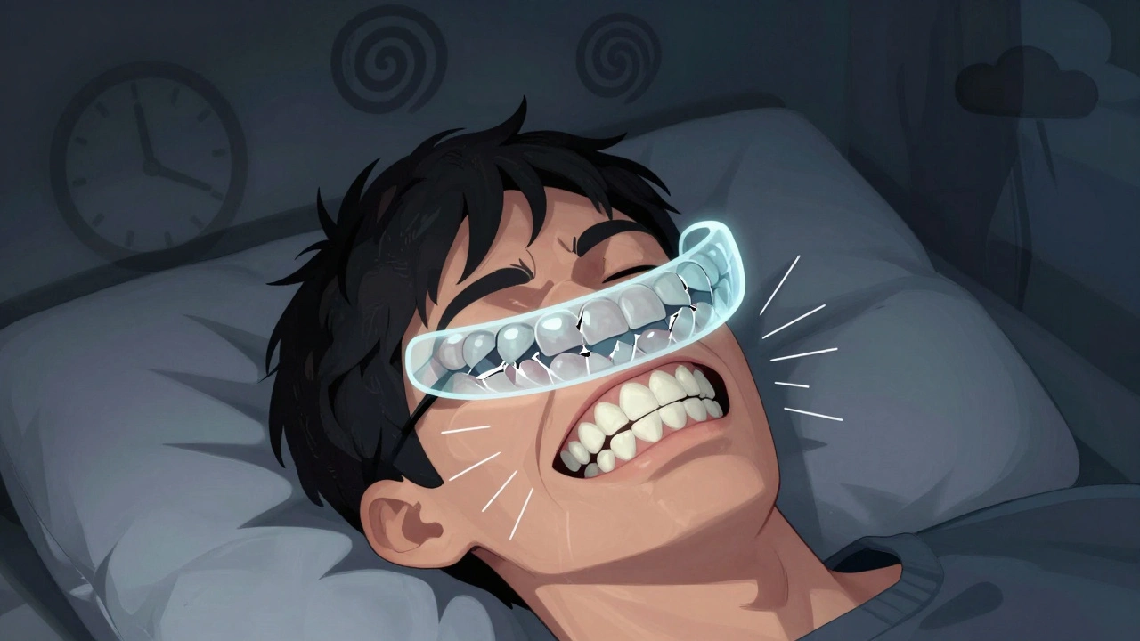 Lidé brusí zuby ve spánku, zuby jsou zploštělé a prasklé.