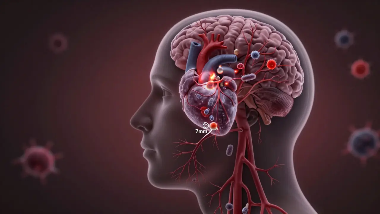 Bakterie z parodontálního chobotu putují krví do těla a způsobují zánět v srdci a mozku.