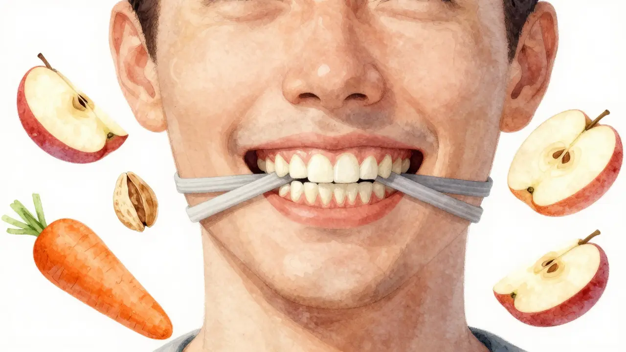 Čelist je postupně přesunuta dopředu pomocí elastických kroužků a zdravé stravy.