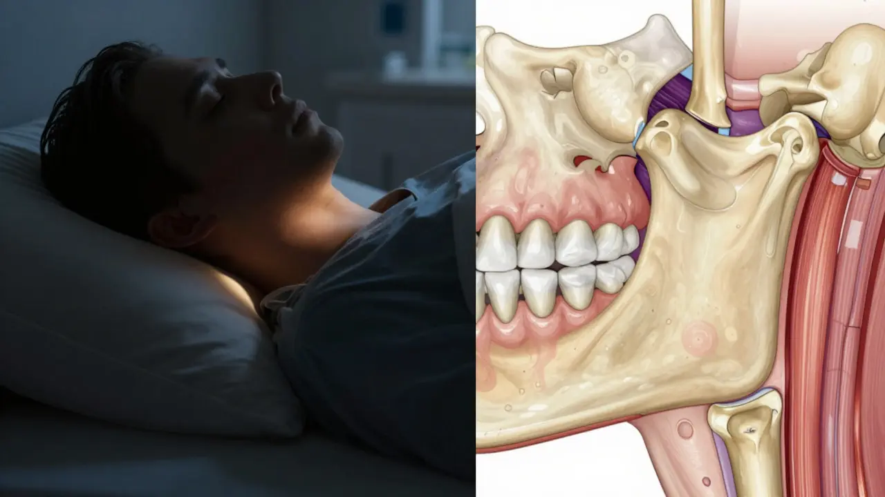 Anatomie čelisti a spánek pro ilustraci funkce