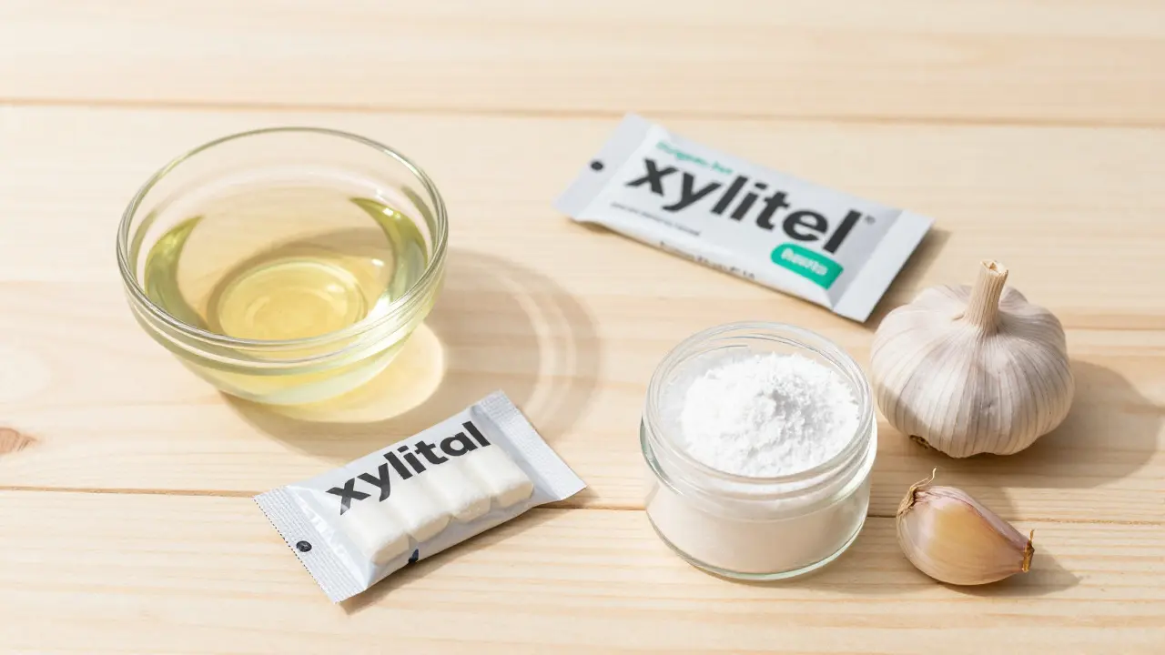 Přirozené domácí prostředky pro ústní hygienu: kokosový olej, xylitol, sůl